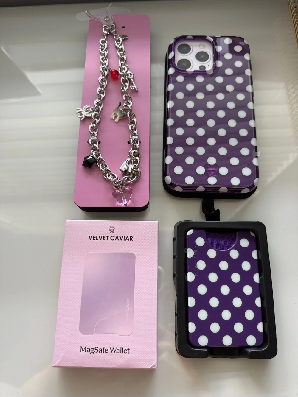Velvet Caviar 16 pro max Purple with White Polka Dot iPhone Case and MagSafe